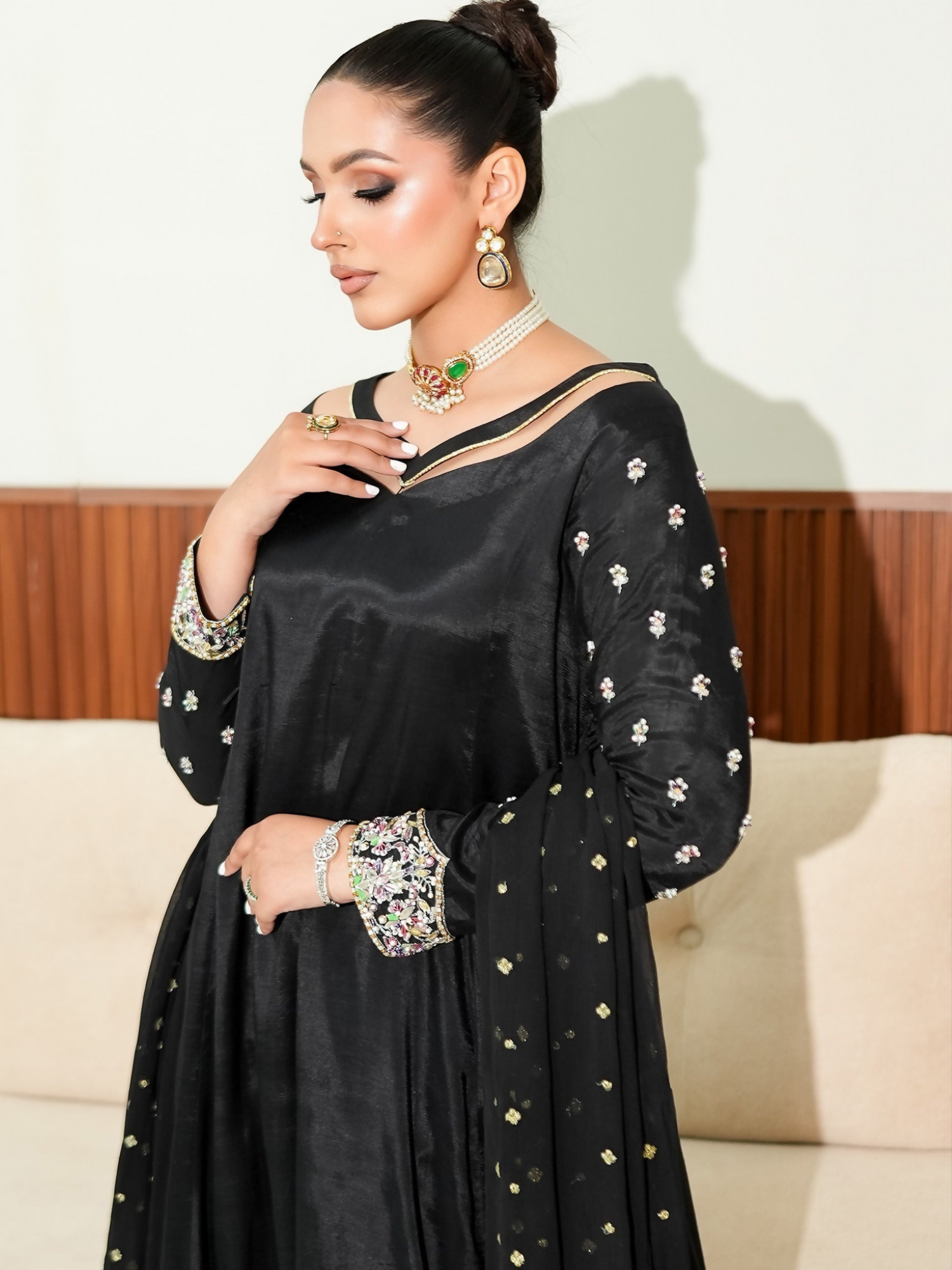 Allure By IH Fashion Calling Raw Silk Embellished Stitched 3-Piece Suit-Maanvi