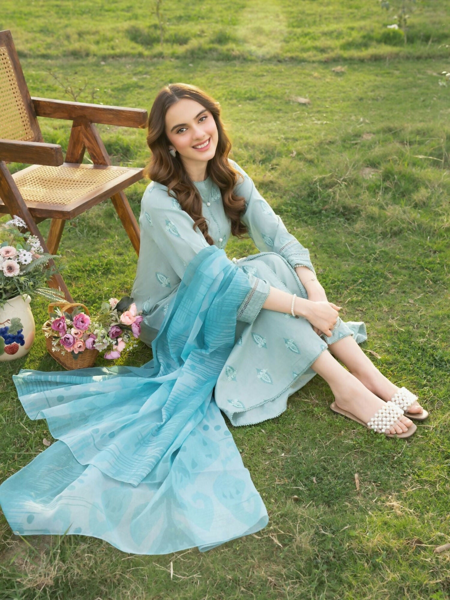 Panache Apparel Serenity Cotton Lawn Embroidered Stitched Suit-Mirage