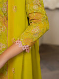 Hemstitch Chiffon Embroidered Stitched 3-Piece Suit-Parrot Green