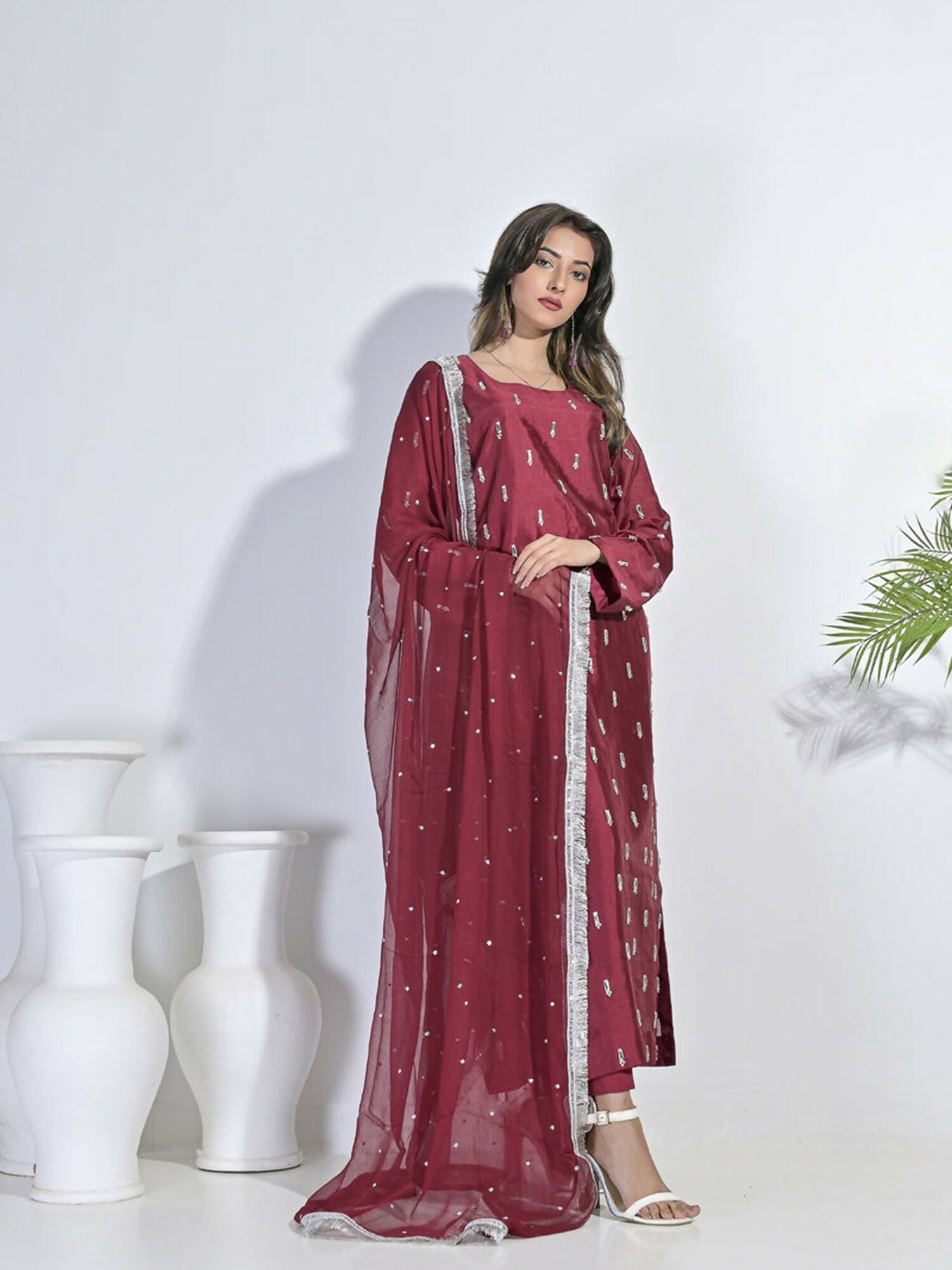 Ruby's Couture Festive Fall'25 Silk Embellished Stitched 3-Piece Suit-Durkhani