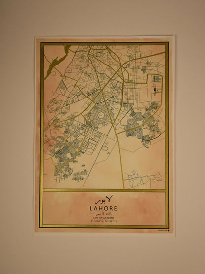 MappedPK Lahore Hand Painted Map