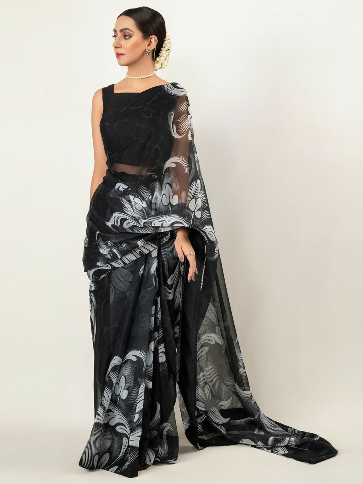 Imran Aftab Chiffon Printed Stitched Saree-IASC 01