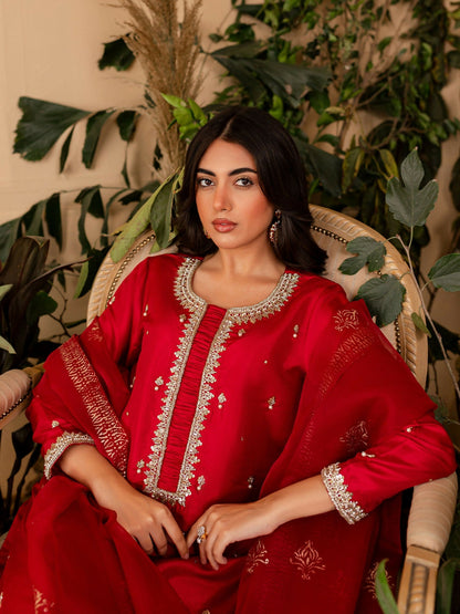 Allure By IH Raw Silk Embellished Stitched 3-Piece Suit-Nyra