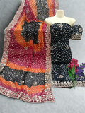 Musk Chunri Printed Hand-Embellished Gota Work Unstitched 2-Piece Suit-2A