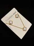 Fashion Hub by Noor Bilal – Clover Pendant Necklace & Stud Earrings Set