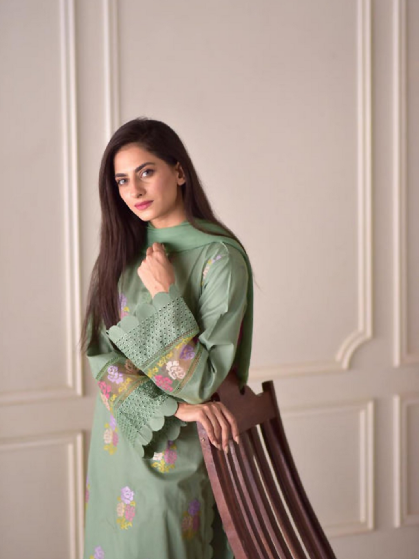 Tawakal Closet Cotton Embroidered Stitched 3-Piece Suit-Pista