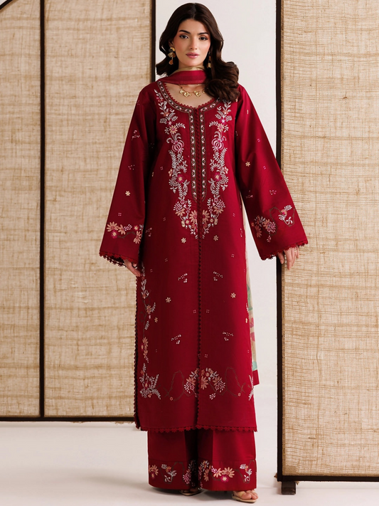 Panache Apparel Mistfall Vol II Cotton Embroidered Stitched Suit-Sorelle