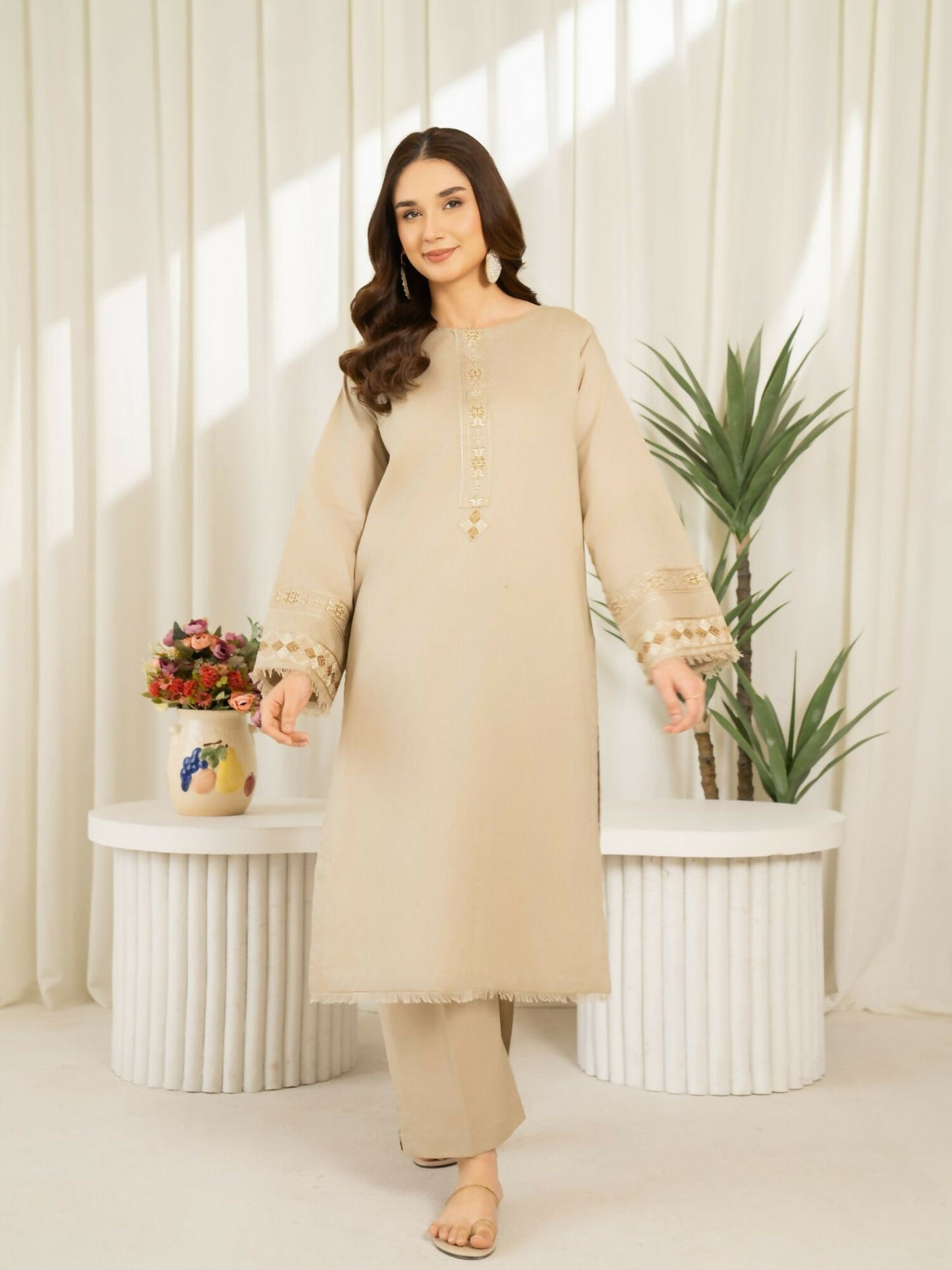 Panache Apparel Sunlit Essentials Cotton Lawn Embroidered Co-Ord Set-Dawn