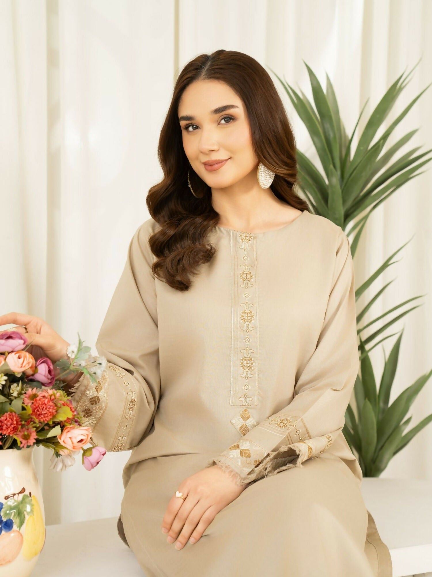 Panache Apparel Sunlit Essentials Cotton Lawn Embroidered Co-Ord Set-Dawn