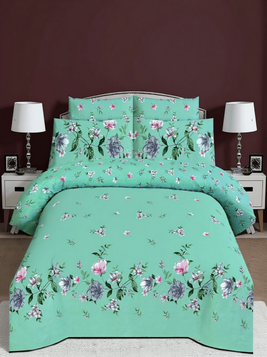 Salonika Printed 3 Piece King Bedsheet Set-158