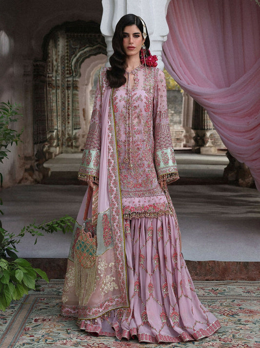 Hussain Rehar Festive Unstitched'26 Chiffon Embroidered 3-Piece Suit-Rukhsaar