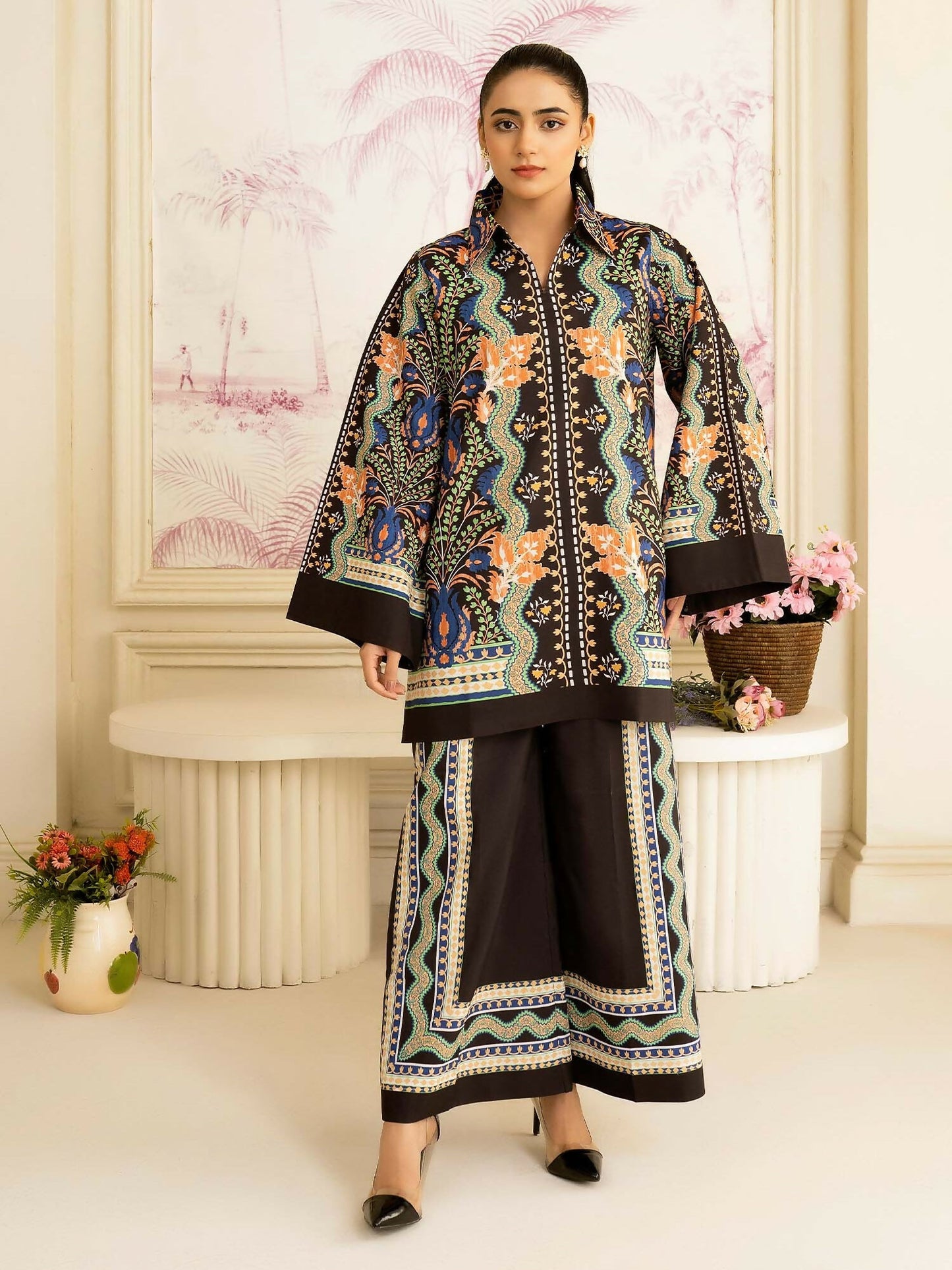 Allure By IH Salina Lawn Silk Printed Co-Ord Set-Gina