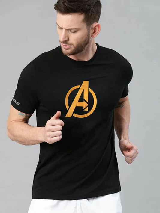 Black,Green,Yellow,Red, Grey ,Blue Jupiter Printed Antique Gold Avengers Tee-Shirt-12377