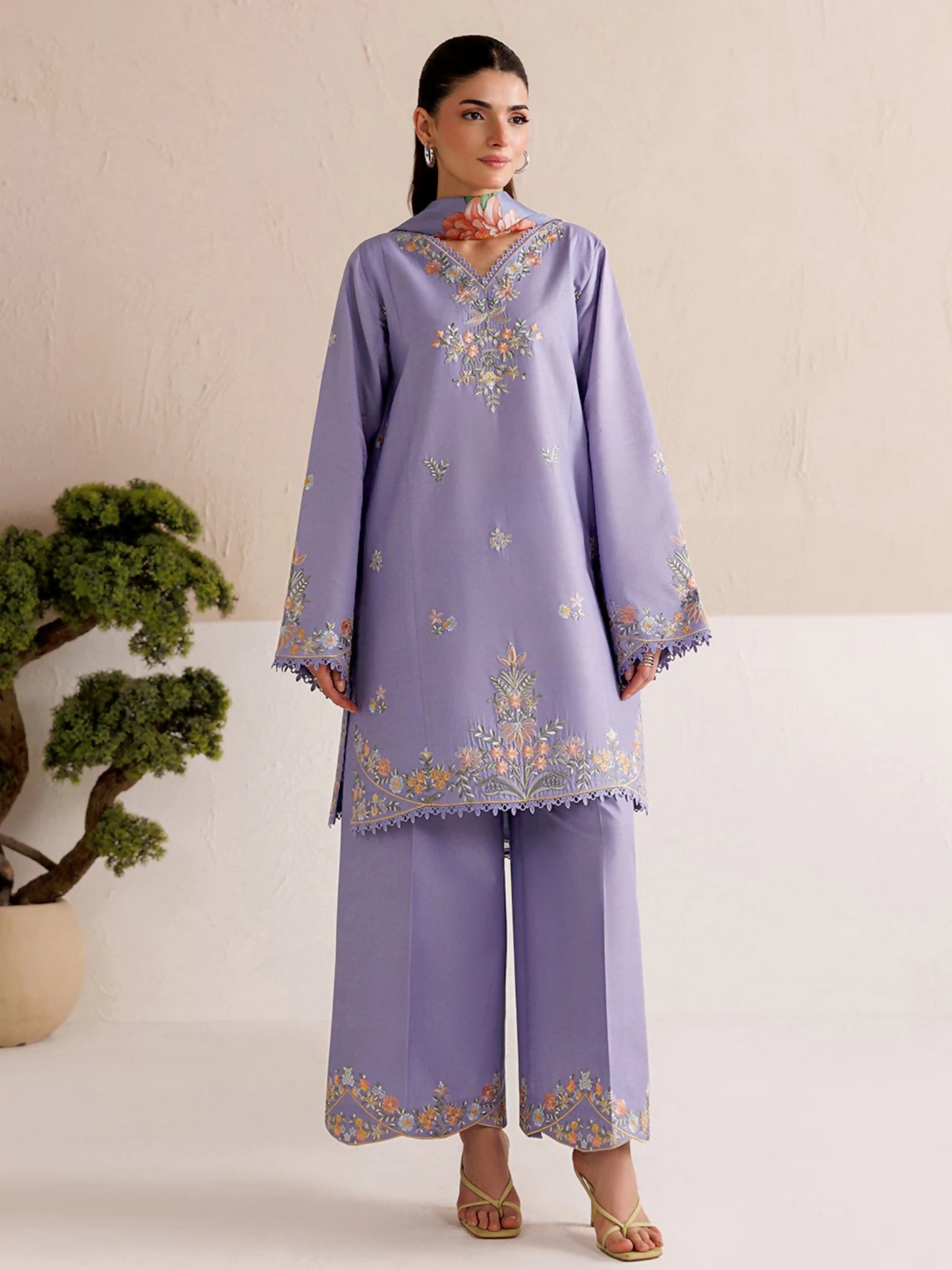 Panache Apparel Mistfall Vol II Cotton Embroidered Stitched Suit-Noera
