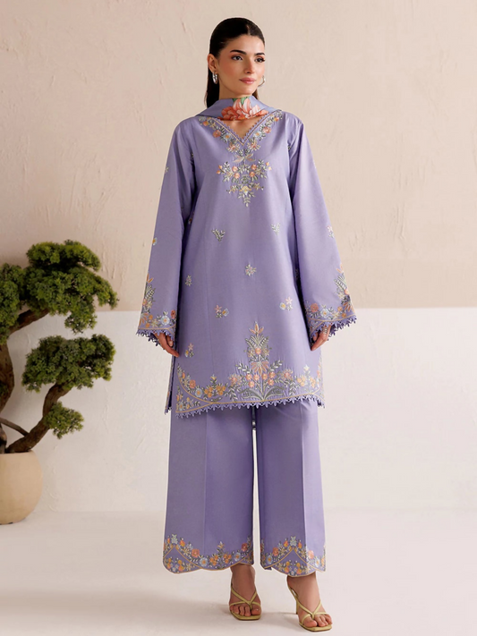 Panache Apparel Mistfall Vol II Cotton Embroidered Stitched Suit-Noera
