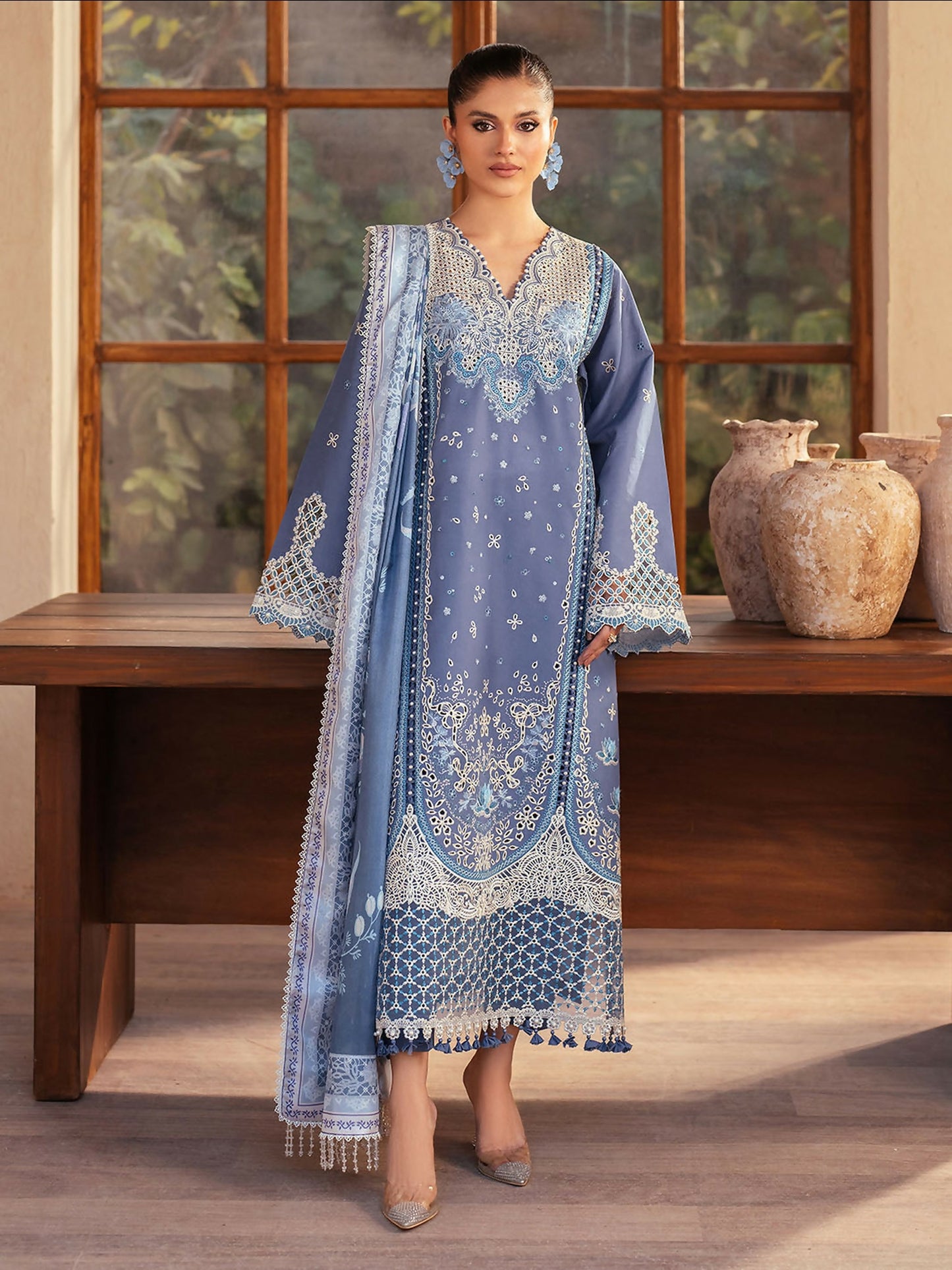 Binilyas Mehroze Lawn Embroidered Stitched 3-Piece Suit-91-A