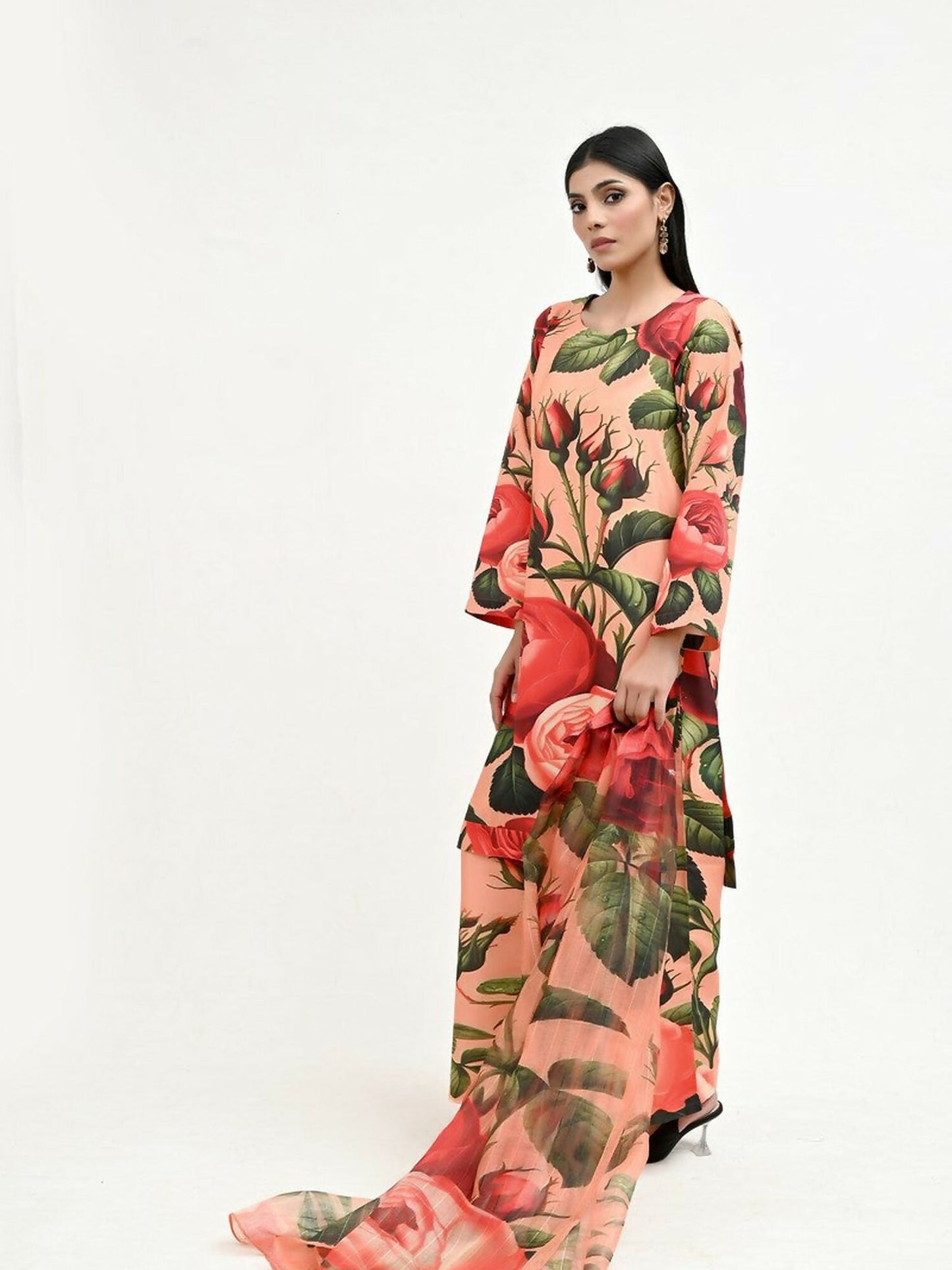 Imran Aftab Valentine's Day Raw Silk Printed Stitched 3-Piece Suit-IAVD 05