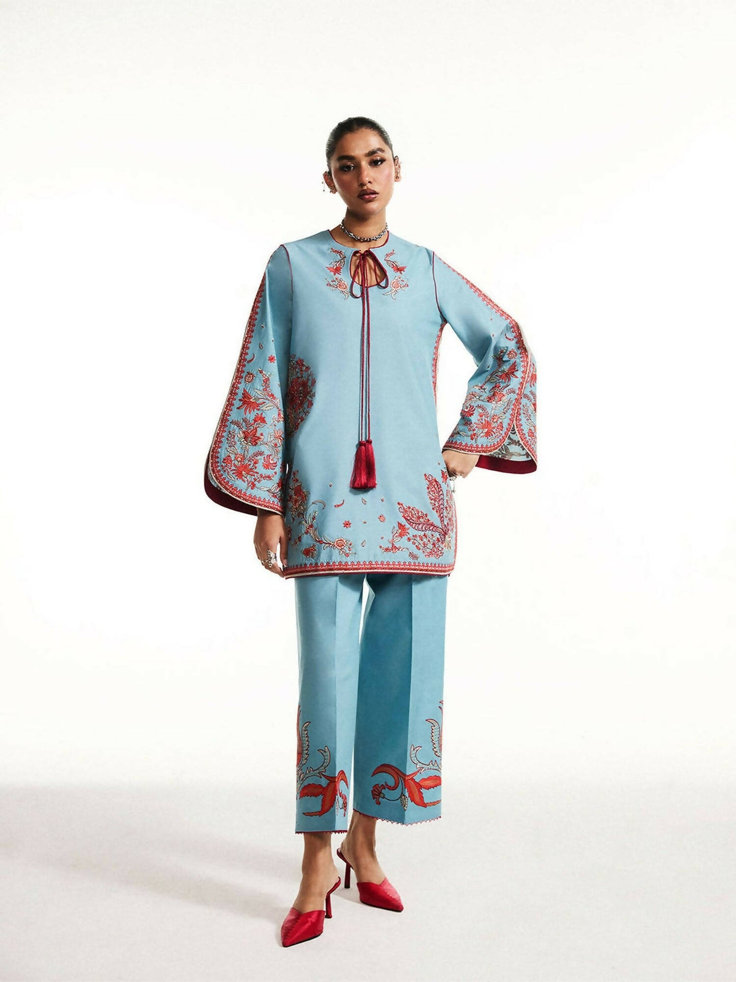 Jugnu by Hussain Rehar SS'25 Eid Pret Edit II Cotton Embroidered 2-Piece Suit-Nouri