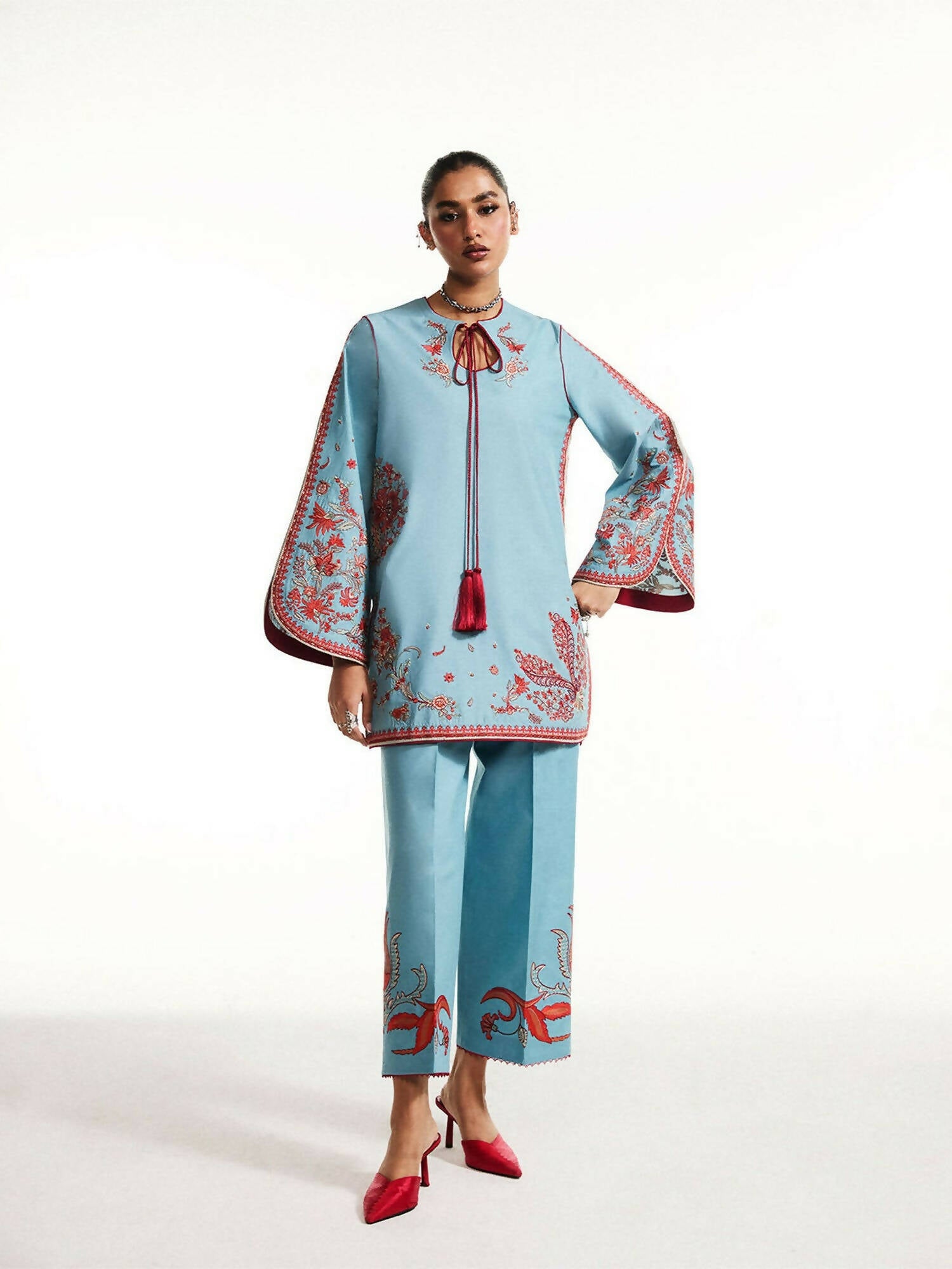 Jugnu by Hussain Rehar SS'25 Eid Pret Edit II Cotton Embroidered 2-Piece Suit-Nouri