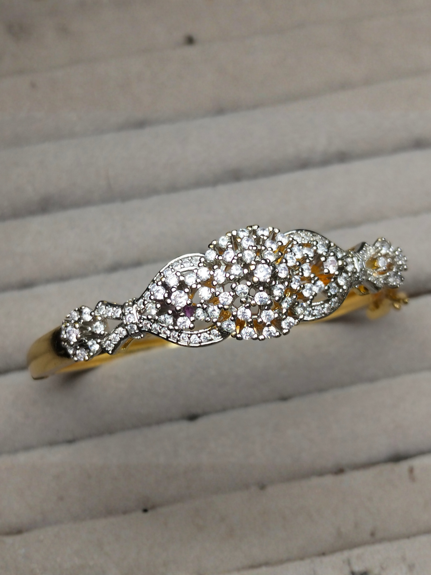 H&A Jewellery 18K Gold Plated Openable Bangle With Cubic Zircon