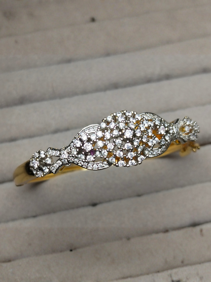 H&A Jewellery 18K Gold Plated Openable Bangle With Cubic Zircon