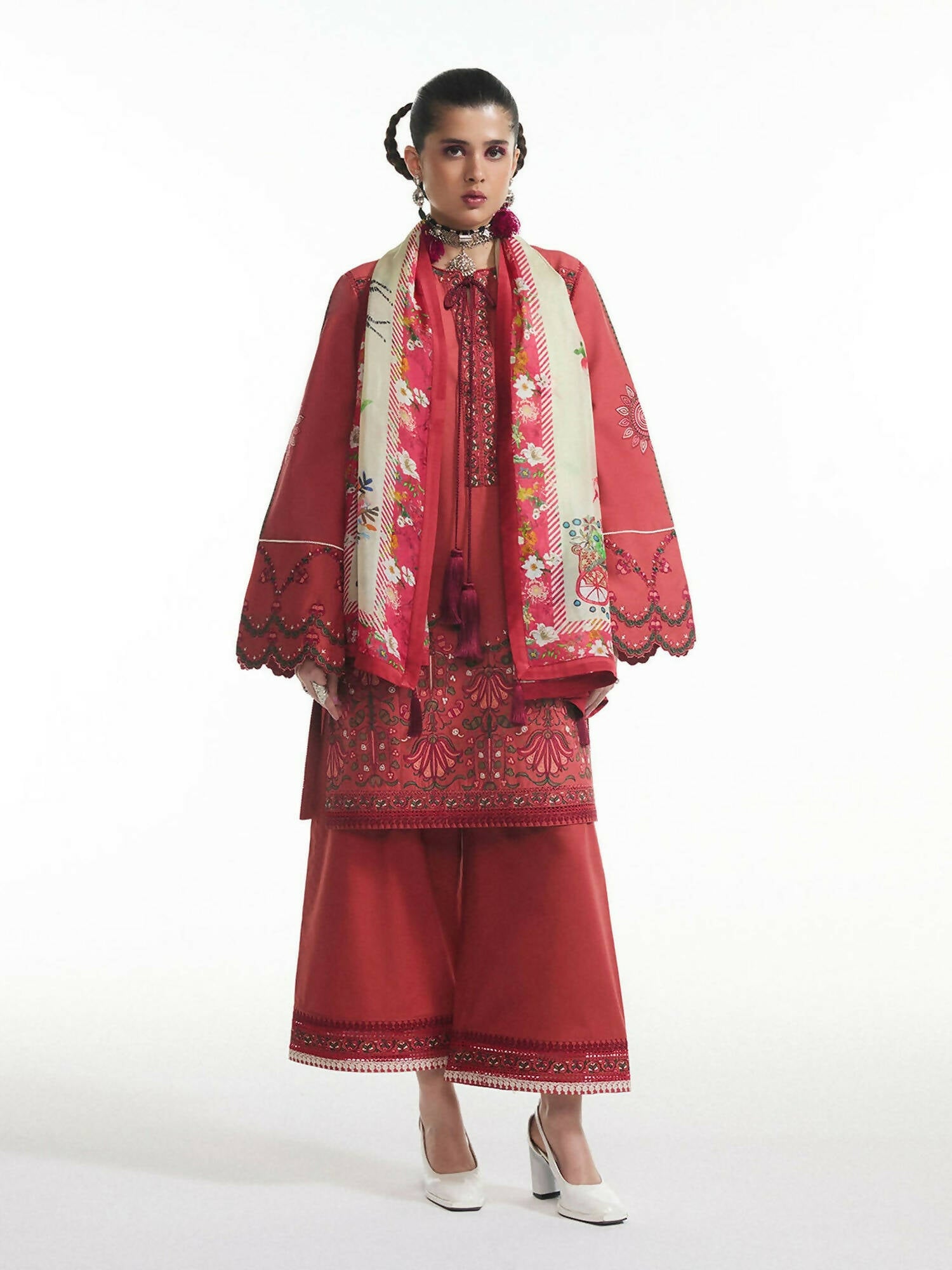 Jugnu by Hussain Rehar SS'25 Eid Pret Edit II Cotton Embroidered 2-Piece Suit-Diya