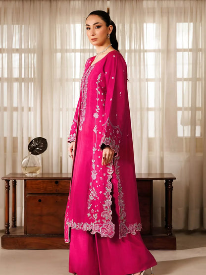 Panache Apparel Noore Eid Edit Raw Silk Embroidered Stitched Suit-Misha