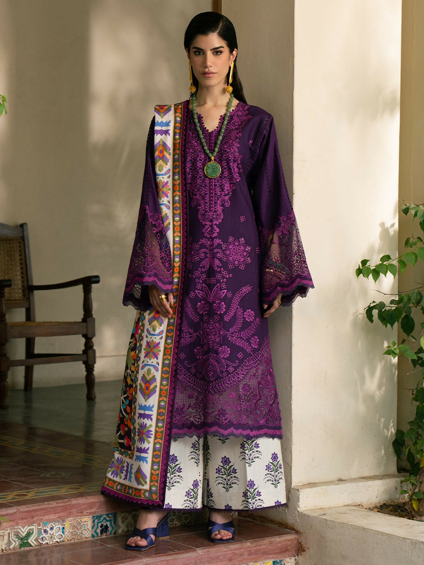 Binilyas Gulrukh Khaddar Embroidered Unstitched 3-Piece Suit-66-A