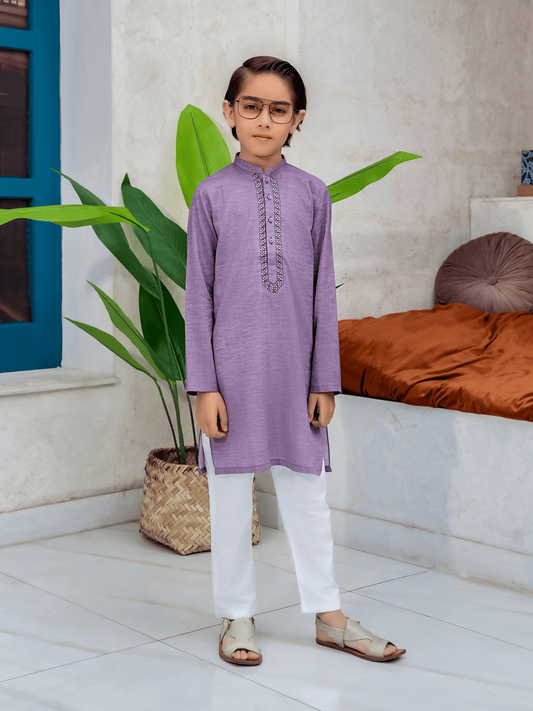 Velvour Boys Cotton Embroidered Stitched Kurta-VB200-A