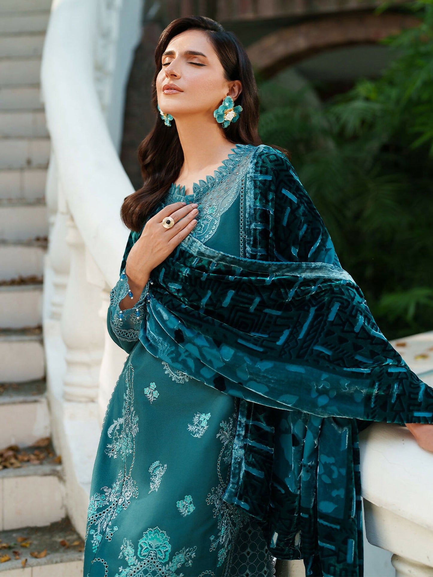 Parishay Panache Winter Corduroy Embroidered Stitched 3-Piece Suit-PNE-14