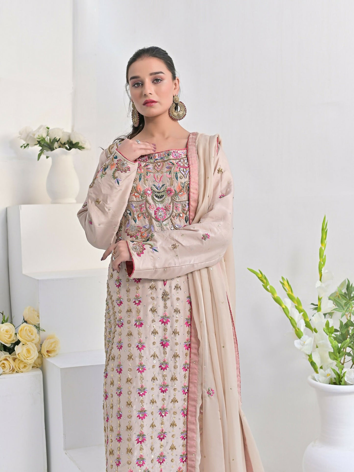 Ruby's Couture Wedding Collection Pure Silk Embellished Stitched 3-Piece Suit-Mastani