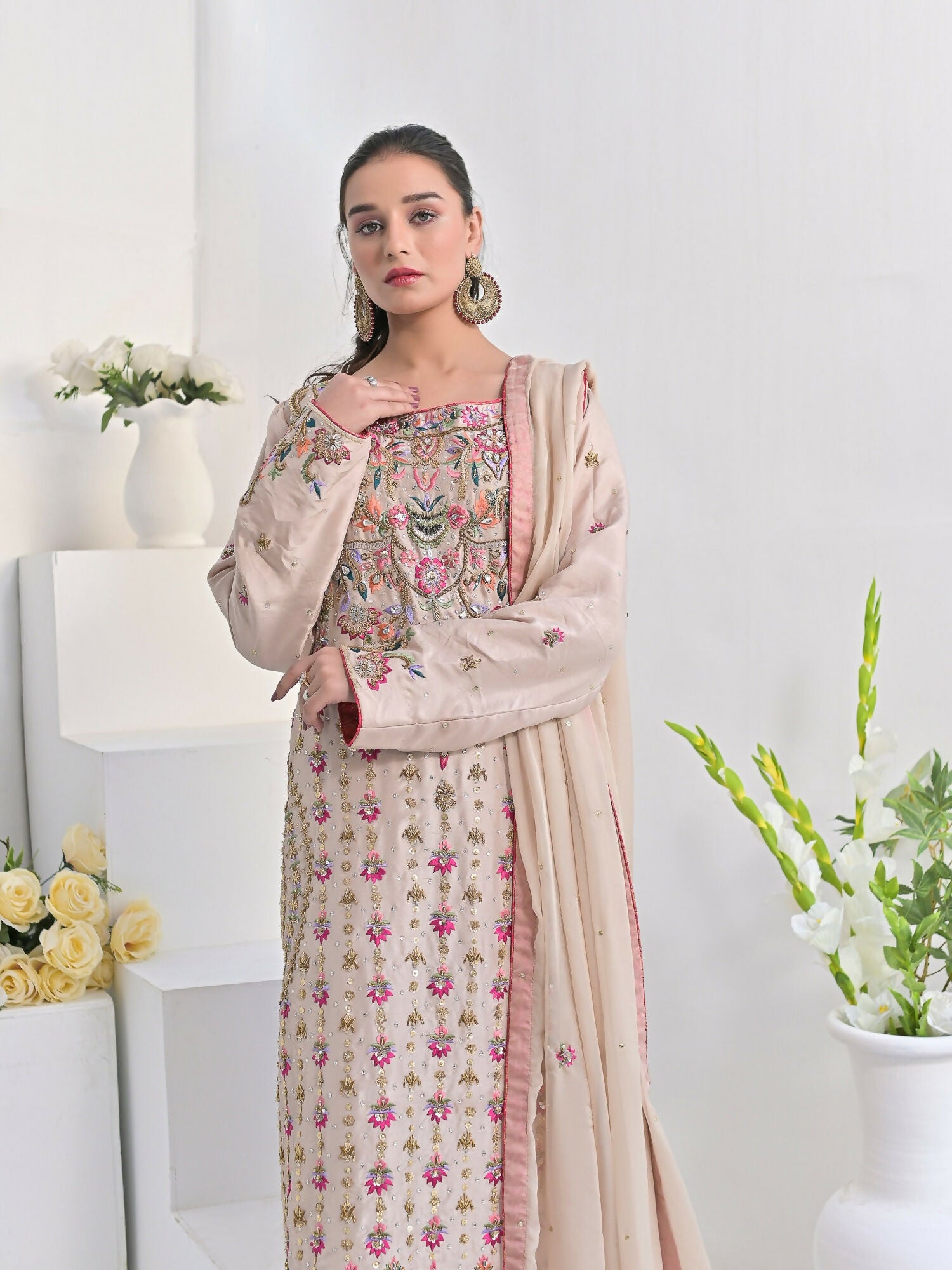 Ruby's Couture Wedding Collection Pure Silk Embellished Stitched 3-Piece Suit-Mastani