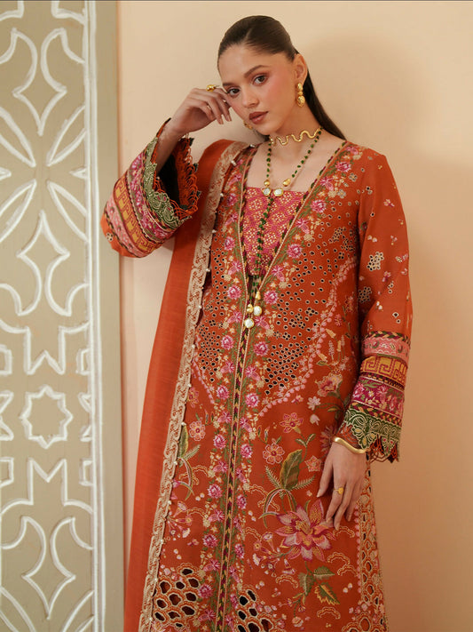 Binilyas Mashriq Luxury Lawn'26 Embroidered Unstitched 3-Piece Suit-D-116-A