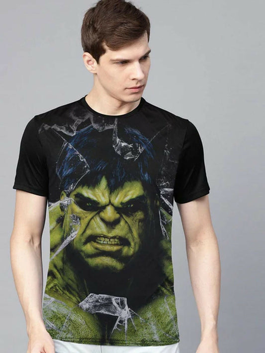 Black Funky's Printed Hulk Graphic Tee-Shirt-11787