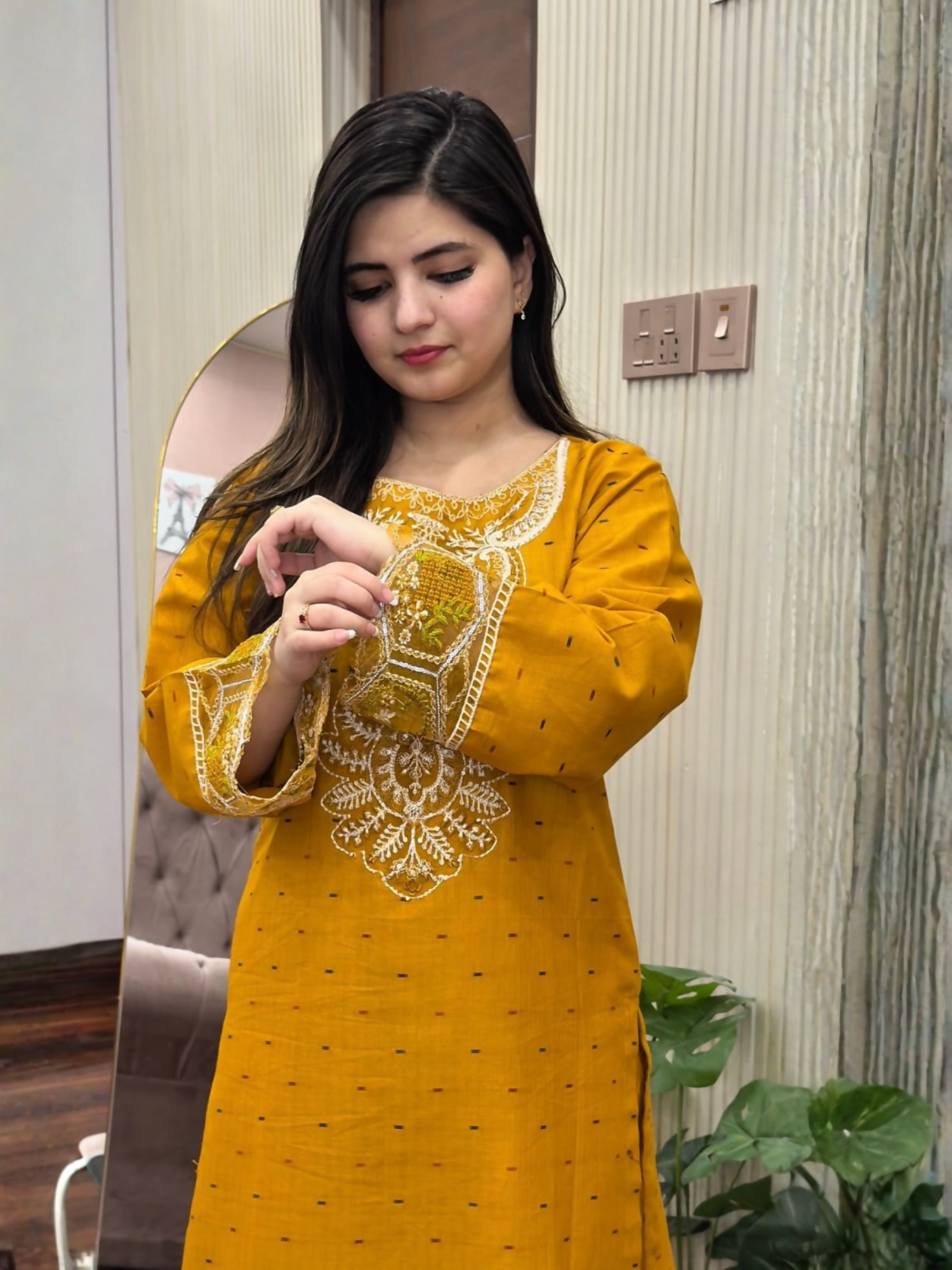 Tehzeeb Libas Cotton Embroidered Stitched 2-Piece Suit-Muqaddas