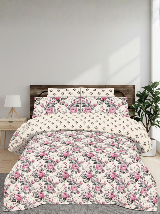 Salonika Printed 3 Piece King Bedsheet Set-154