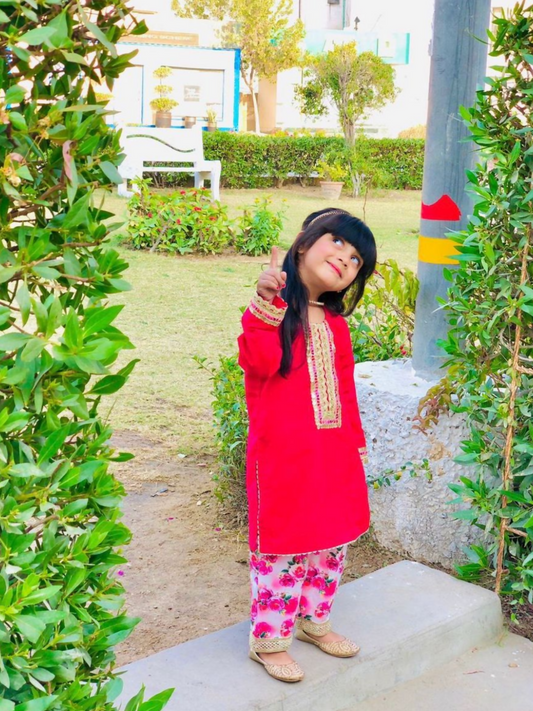 Kidoz Kloset Cotton Silk Embellished Stitched 3-Piece Suit-Stork Beauty