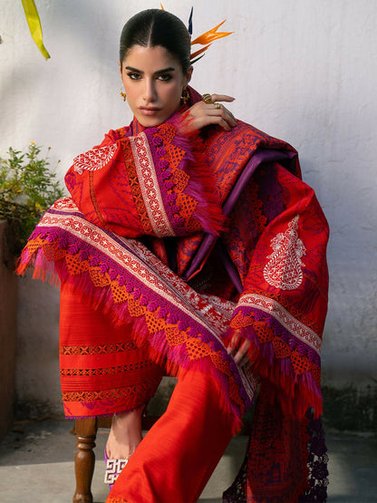 Binilyas Gulrukh Khaddar Embroidered Unstitched 3-Piece Suit-65-B