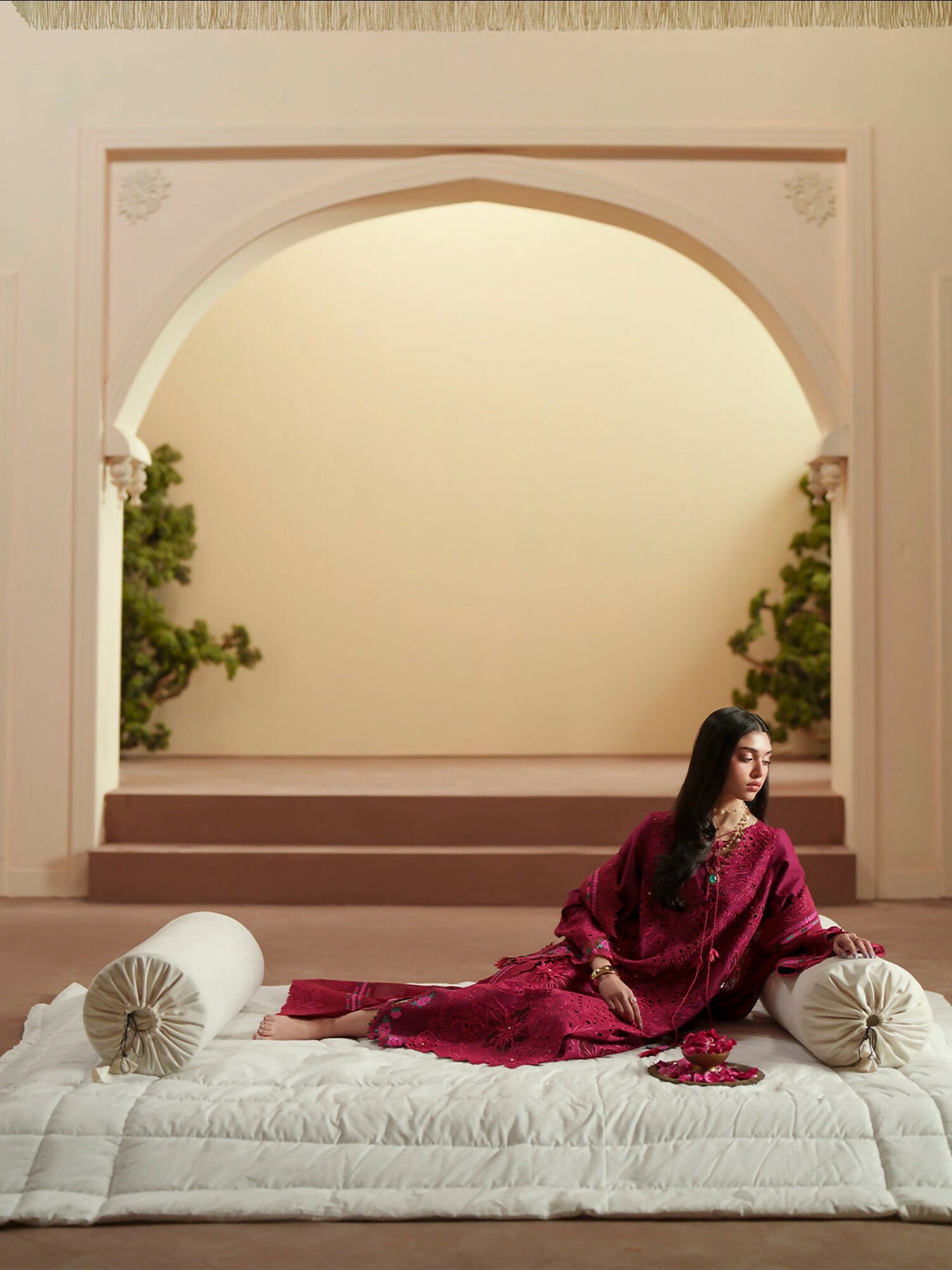 Binilyas Mashriq Luxury Lawn'26 Embroidered Unstitched 3-Piece Suit-D-113-B