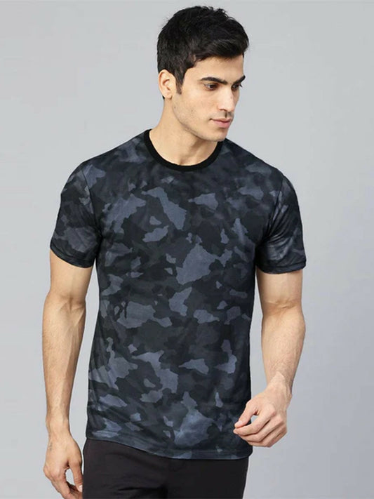 Grey Funky's Printed Moisture Wicking Cool Max Night Camo Tee- Shirt-13684
