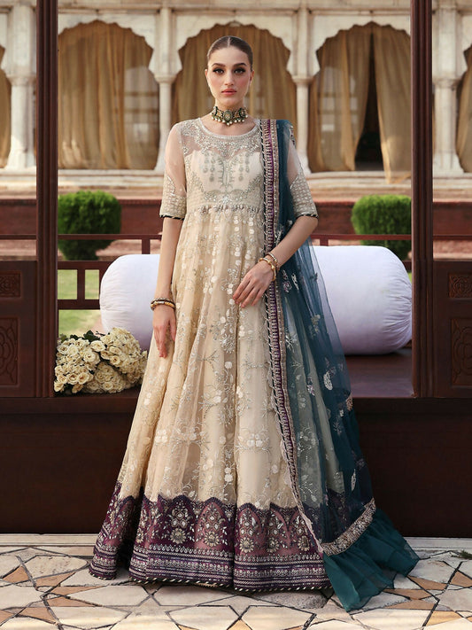 Champagne Beige Parishay Jahanara Luxury (Formals) Chiffon Embroidered Unstitched 3-Peice Suit-JRA - 10