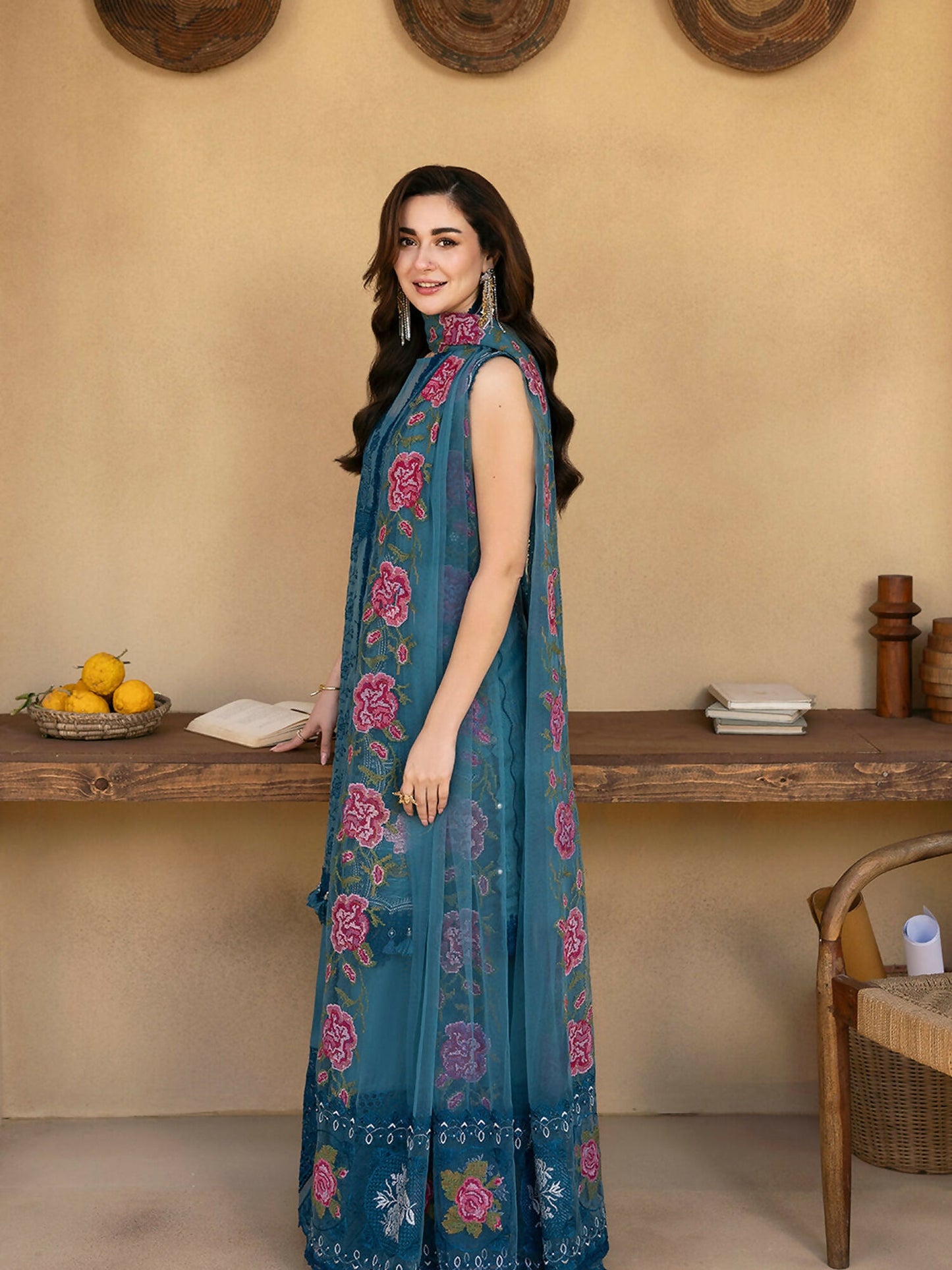 Joolie By Saira Rizwan Lawn Organza Embroidered Unstitched 3-Piece Suit-Alma-SRL25-12