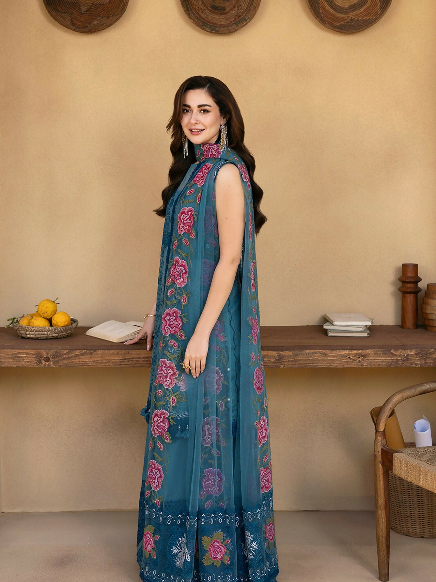 Joolie By Saira Rizwan Lawn Organza Embroidered Unstitched 3-Piece Suit-Alma-SRL25-12