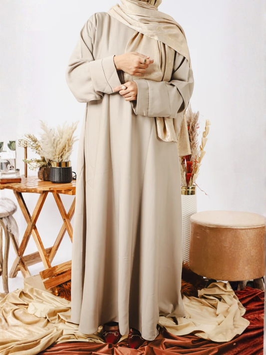 Beige-Nourah Nida Abaya-Zimal