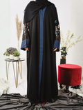 Black and Blue-Nourah Nida Embroidered Abaya-Tabassum