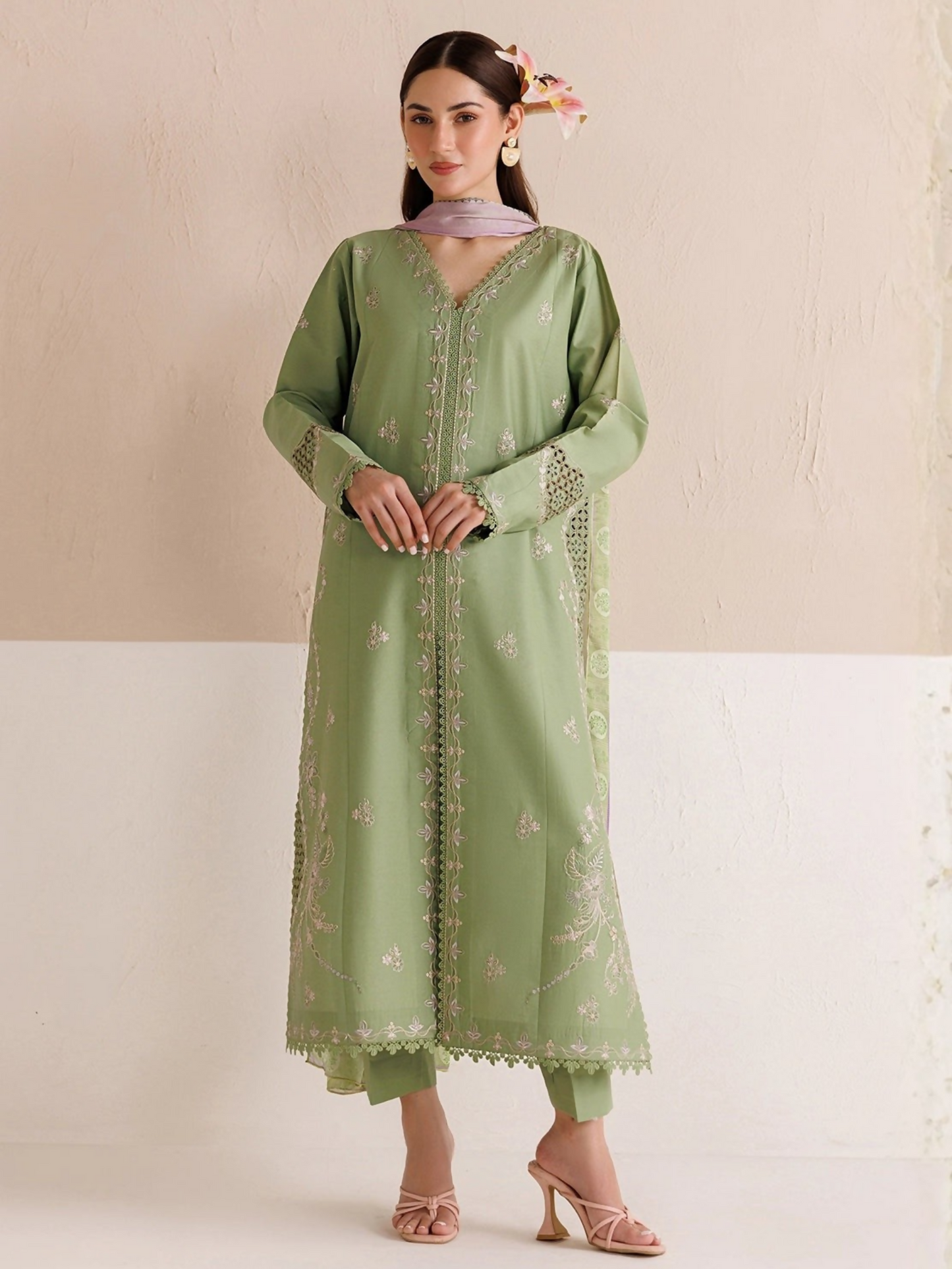 Panache Apparel Mistfall Vol II Cotton Embroidered Stitched Suit-Caelis