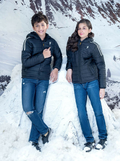 Black Velvour Puffer Jacket-VJ27-A