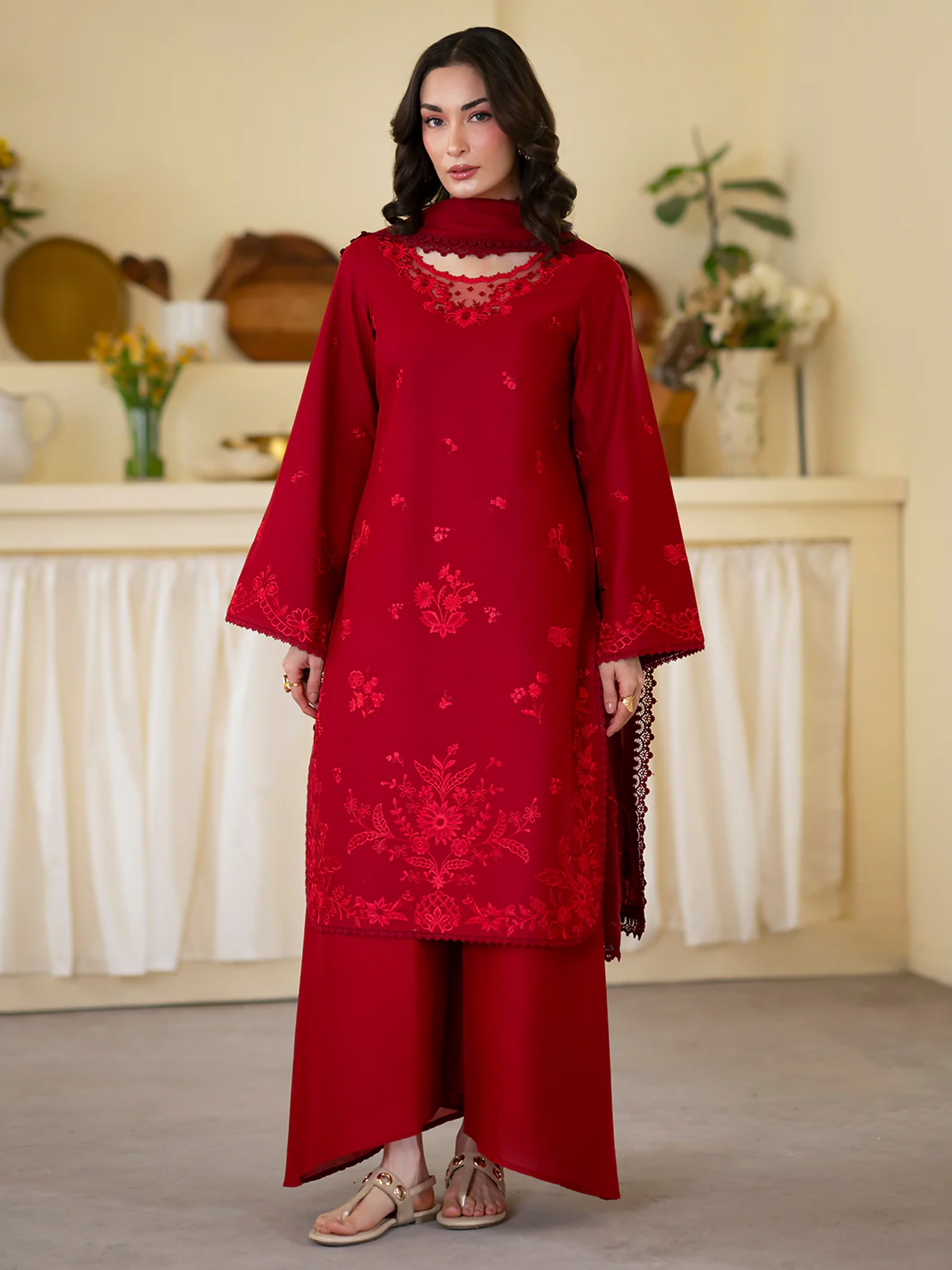 Mahnur Ember Lawn Embroidered Unstitched 3-Piece Suit-EM-012