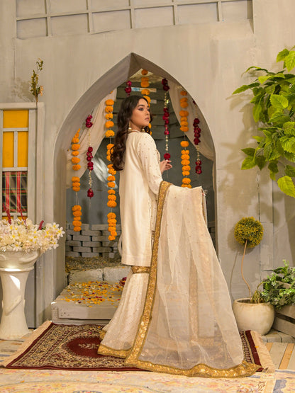 Ruby's Couture Poshak Chiffon Embellished Stitched Gharara-Atish