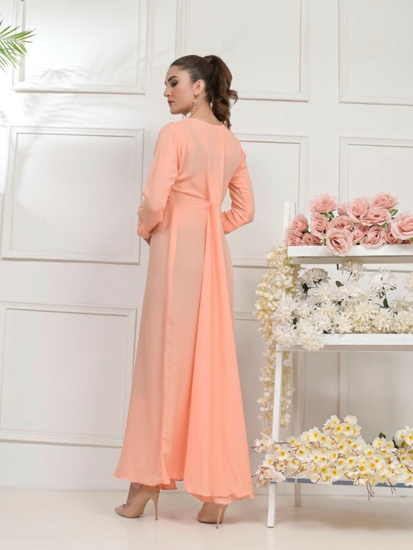 Ruby's Couture Basic Element '25 Georgette Embellished Dress Set-Cinnabar